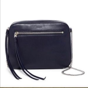 ALL SAINTS Fleur de Lis Crossbody Bag Navy Blue